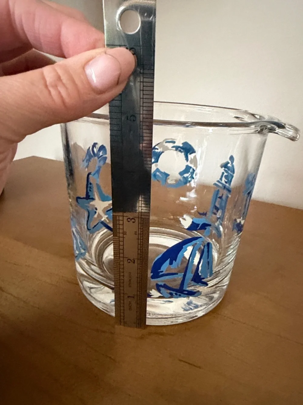 Vintage Luminarc Nautical Glass Ice Bucket.